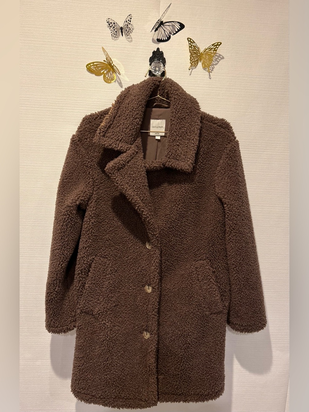 Gentle Fawn Brown Faux Shearling Coat